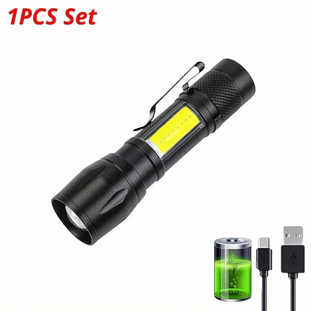 Flashlight Battery Charge Mini Led 5W Focus Adjustable Side Lamp Convenient Waterproof T6 Light Ultra Bright For Camping Hiking