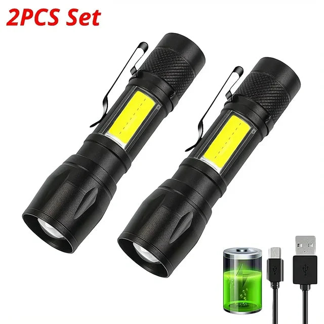 Flashlight Battery Charge Mini Led 5W Focus Adjustable Side Lamp Convenient Waterproof T6 Light Ultra Bright For Camping Hiking