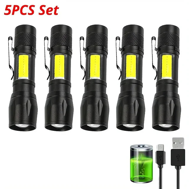 Flashlight Battery Charge Mini Led 5W Focus Adjustable Side Lamp Convenient Waterproof T6 Light Ultra Bright For Camping Hiking