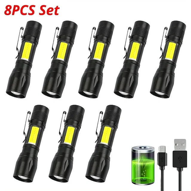 Flashlight Battery Charge Mini Led 5W Focus Adjustable Side Lamp Convenient Waterproof T6 Light Ultra Bright For Camping Hiking