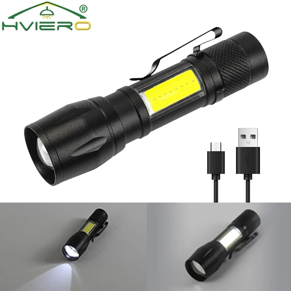 Flashlight Battery Charge Mini Led 5W Focus Adjustable Side Lamp Convenient Waterproof T6 Light Ultra Bright For Camping Hiking