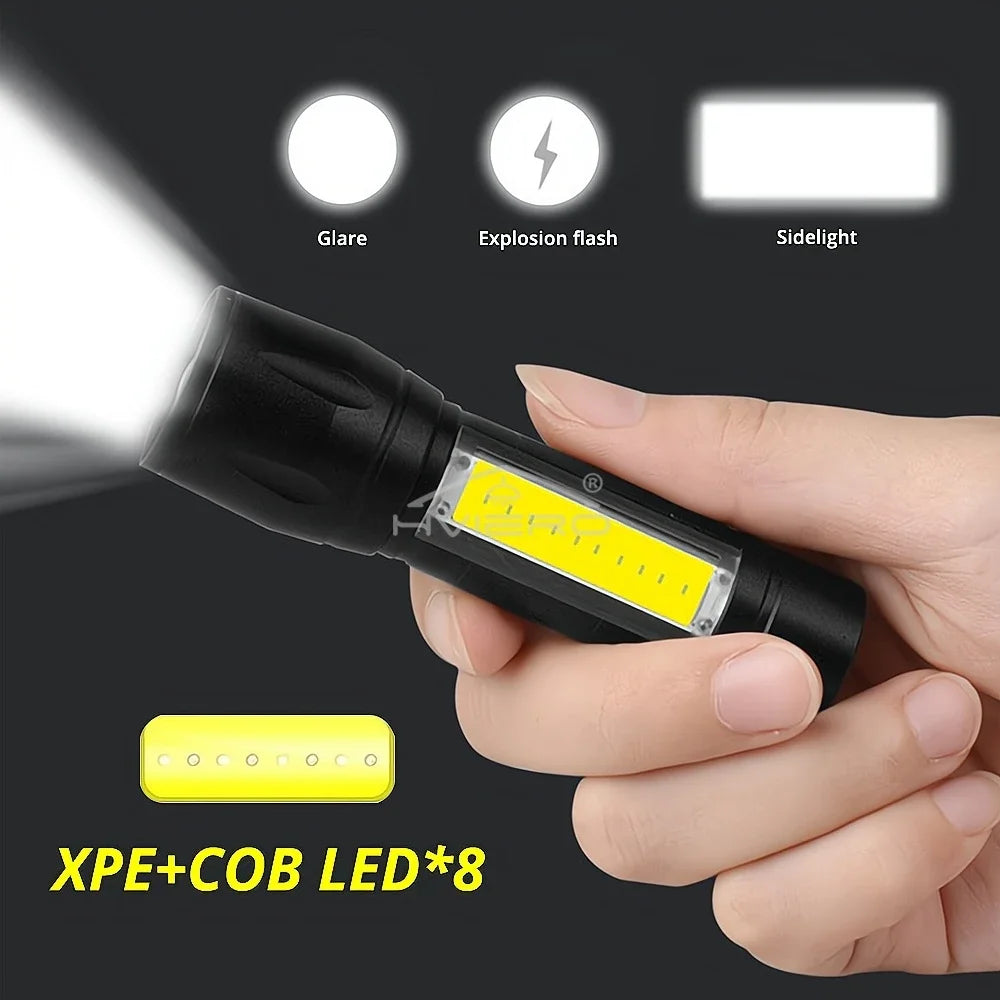 Flashlight Battery Charge Mini Led 5W Focus Adjustable Side Lamp Convenient Waterproof T6 Light Ultra Bright For Camping Hiking