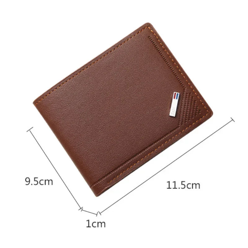 Men's Short Frosted Leather Wallet, Multi-Slot Coin Pocket Photo Holder Small Men's Wallet