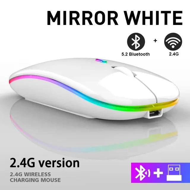 Wireless Mouse RGB Rechargeable Bluetooth Mice Wireless Computer Mause LED Backlit Ergonomic Gaming Mouse for Laptop PC 3600DPI