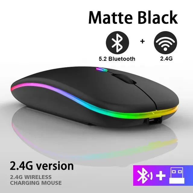 Wireless Mouse RGB Rechargeable Bluetooth Mice Wireless Computer Mause LED Backlit Ergonomic Gaming Mouse for Laptop PC 3600DPI