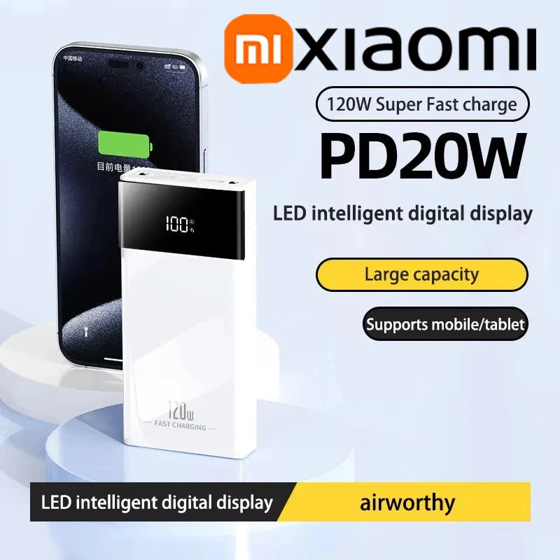 Xiaomi 200000mAh Power Bank 120W Super Fast Charging High Capacity Power Bank Portable Battery Charger For iPhone Samsung Huawei